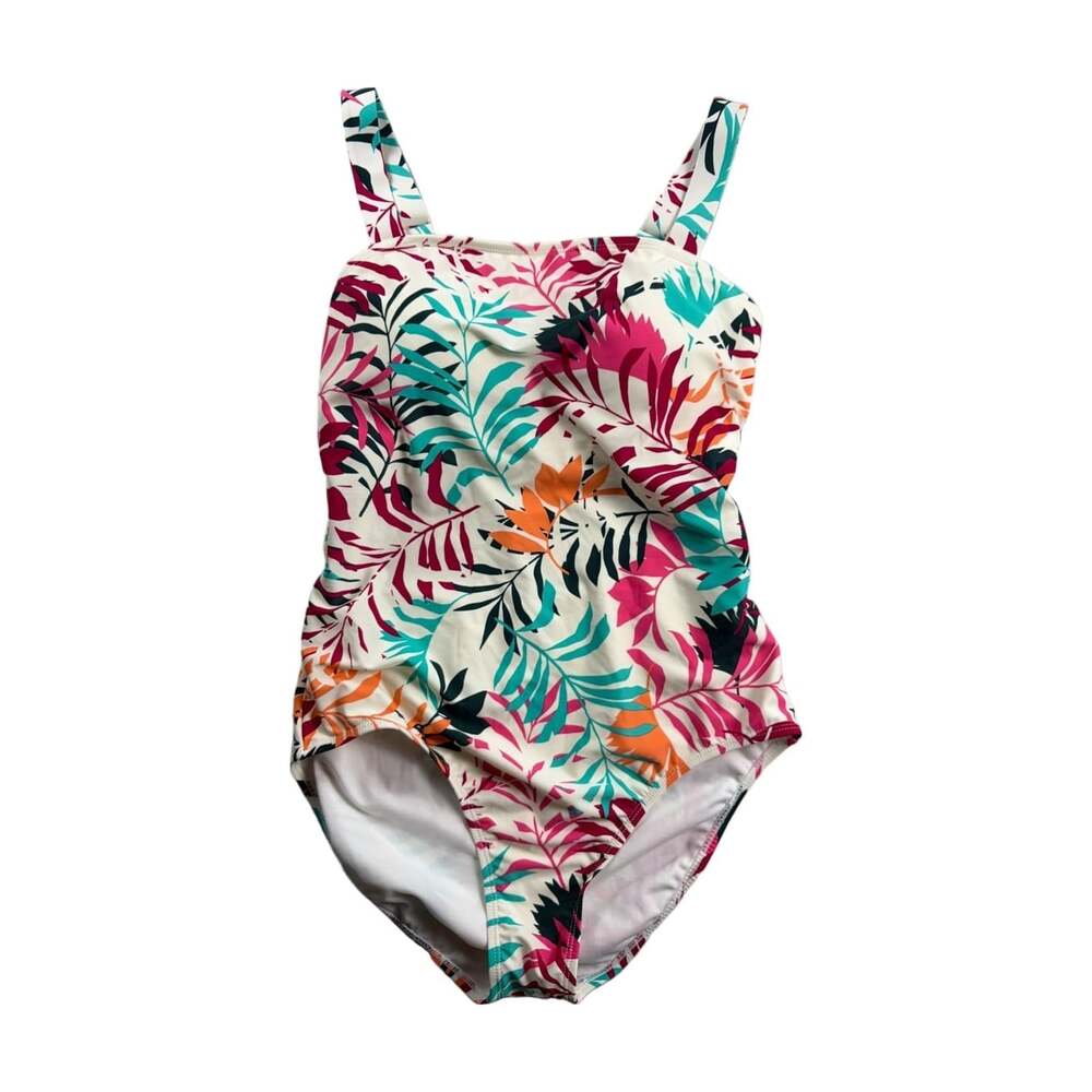 NWT Eddie Bauer Core One Piece Swimsuit Women's Large Tropical Floral Swimwear